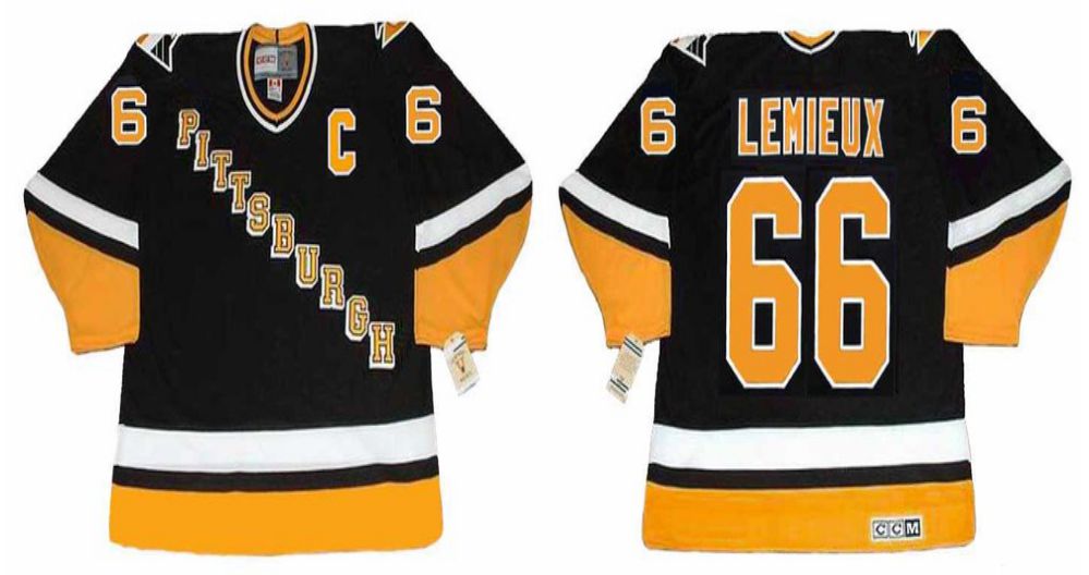 2019 Men Pittsburgh Penguins 66 Lemieux Black CCM NHL jerseys1